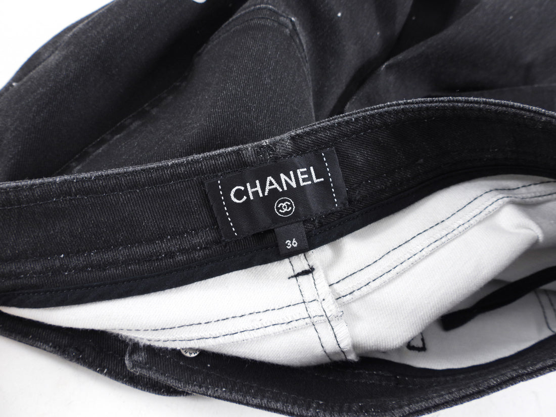 Chanel 22C Black and White Starburst Zodiac Slim Jeans - FR36