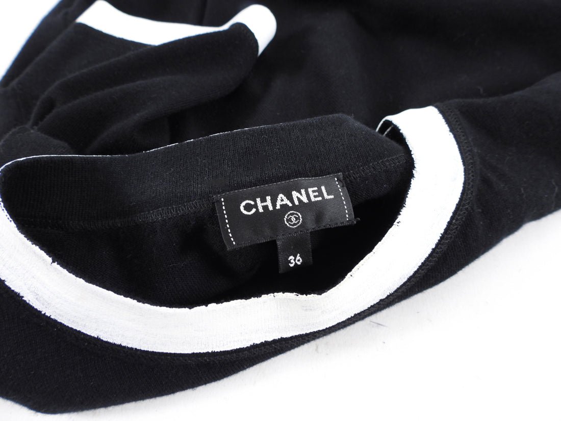 Chanel 22C Black White Leo Zodiac Starburst Painted T Shirt - FR36