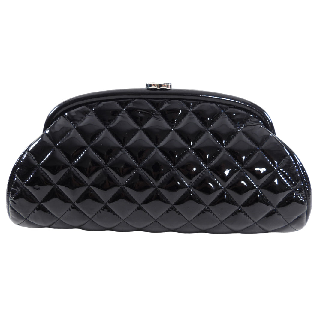 Chanel black quilted clutch fashion bag