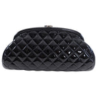 Chanel Black Patent Leather Timeless Quilted Clutch Bag