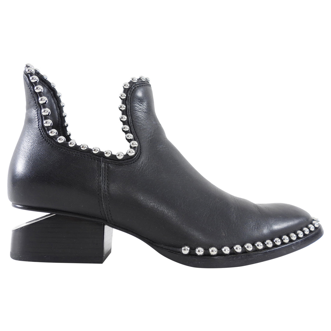 Alexander Wang Black Leather Kori Cut Out Beaded Ankle Boots - 36