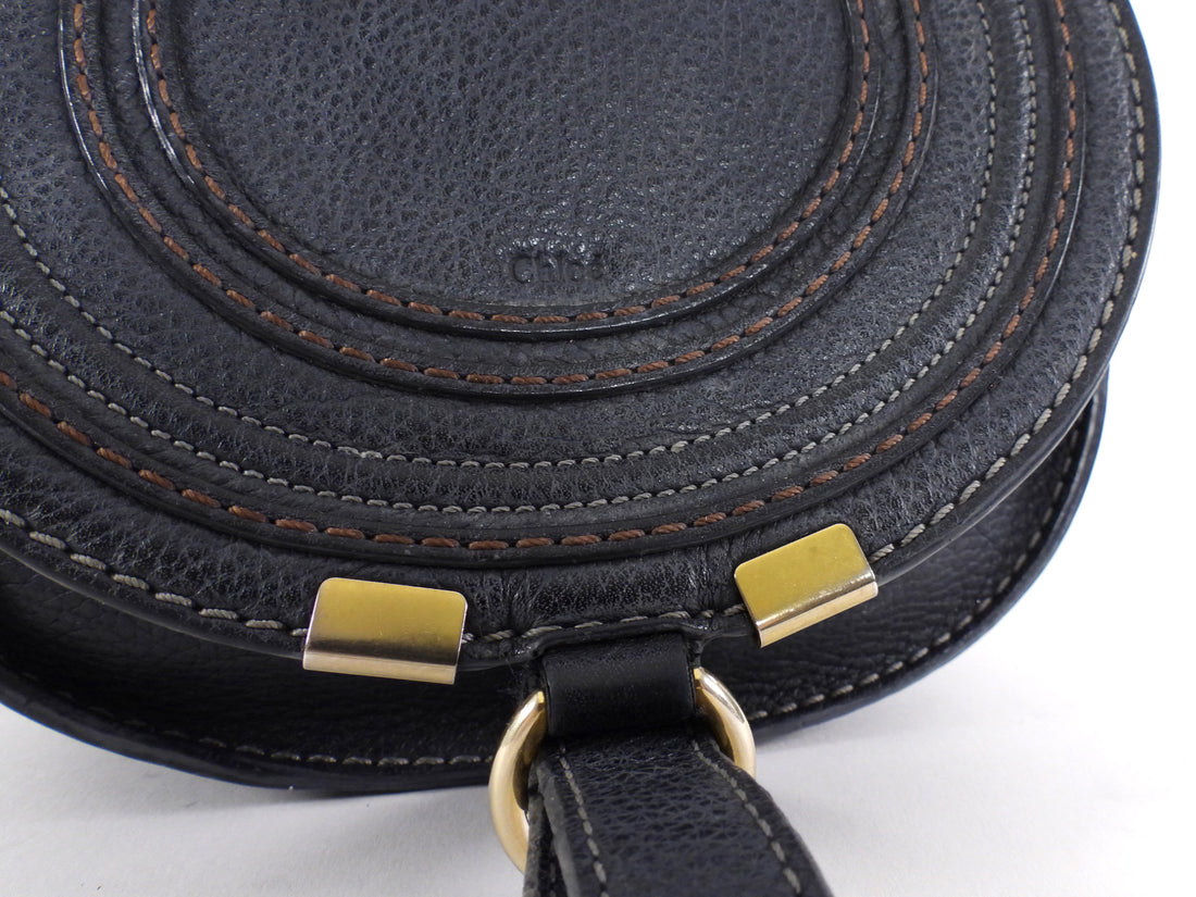 Chloe Navy Leather Mini Marcie Shoulder Bag