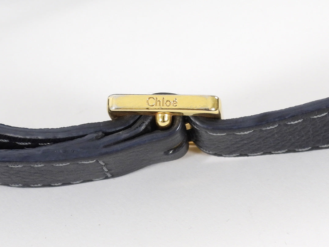 Chloe Navy Leather Mini Marcie Shoulder Bag