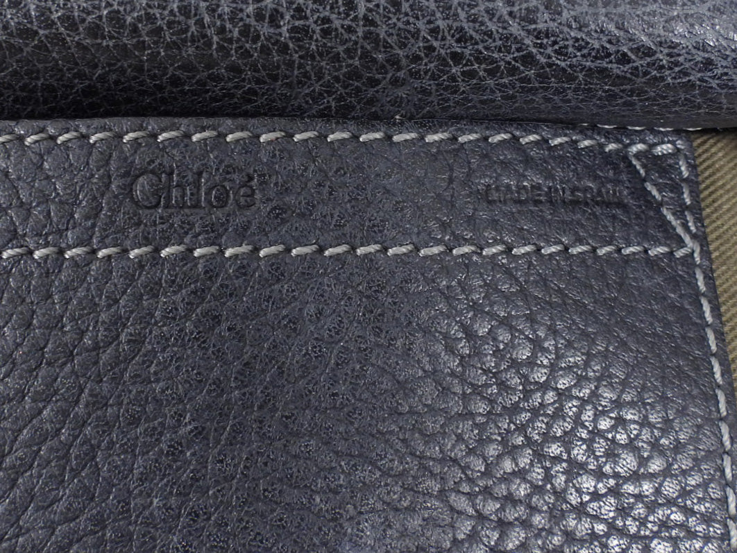 Chloe Navy Leather Mini Marcie Shoulder Bag