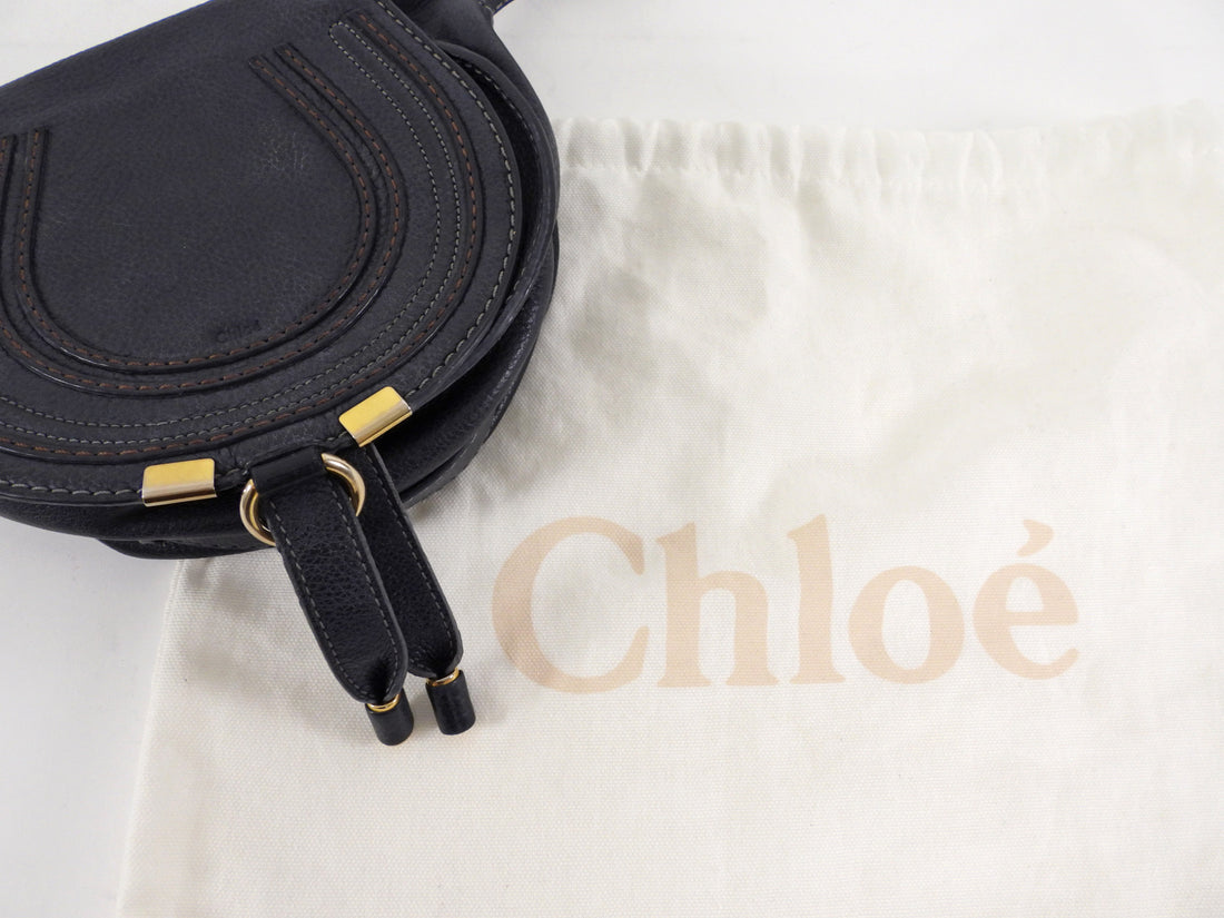 Chloe Navy Leather Mini Marcie Shoulder Bag