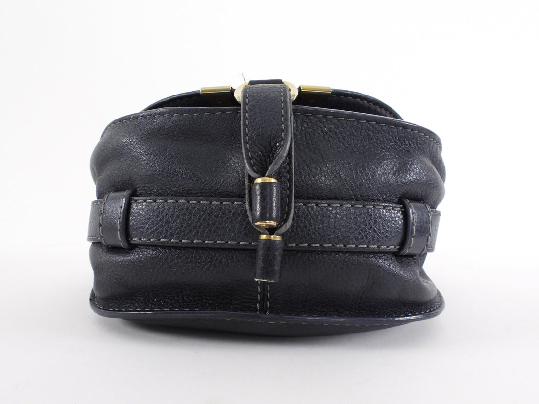Chloe Navy Leather Mini Marcie Shoulder Bag