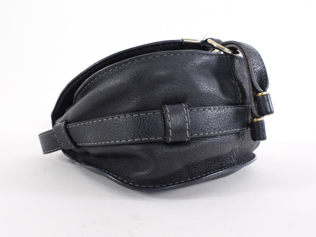 Chloe Navy Leather Mini Marcie Shoulder Bag