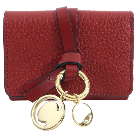 Chloe Red Leather Small Alphabet Trifold Wallet