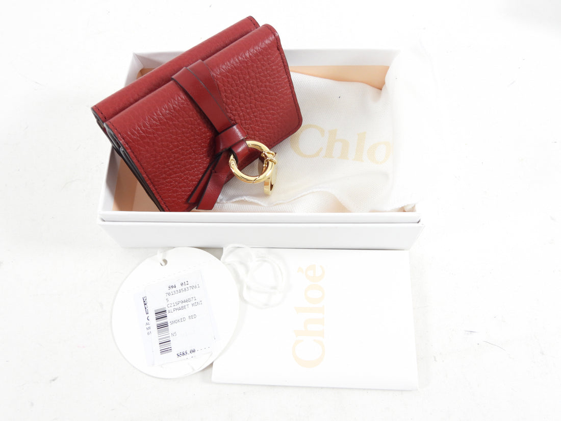 Chloe Red Leather Small Alphabet Trifold Wallet