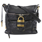 Chloe Black Grained Leather Paddington Padlock Hobo Shoulder Bag