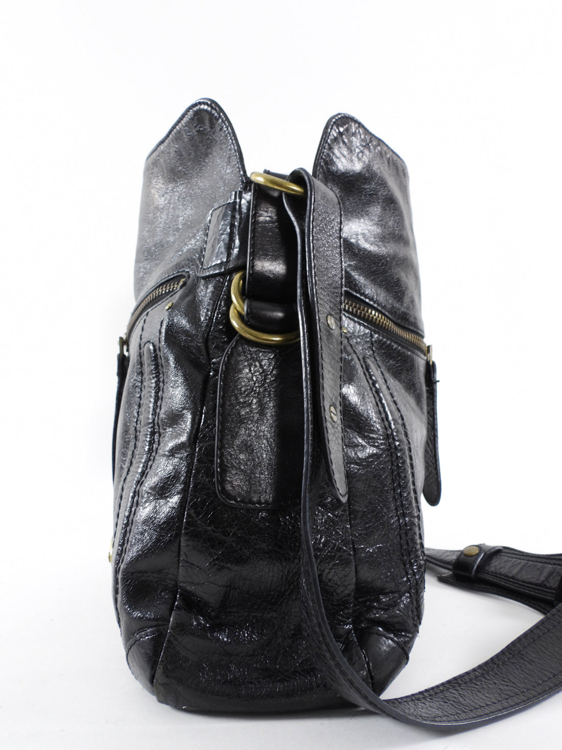 Chloe Black Leather Bay Messenger Crossbody Bag