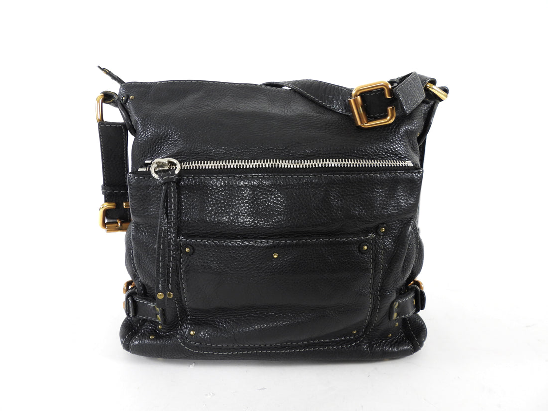 Chloe Black Grained Leather Paddington Padlock Hobo Shoulder Bag