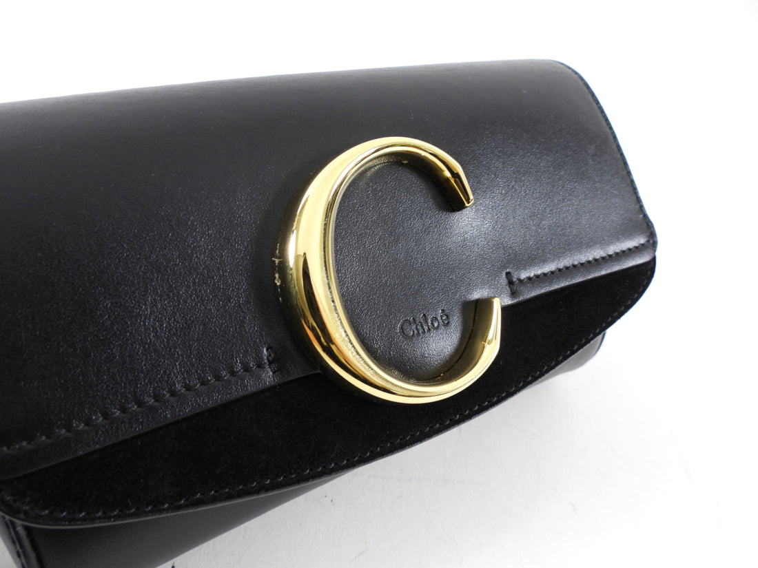 Chloe Black Leather Mini C Belt Bag