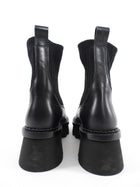 Chloe Owena Black Leather Track Sole Ankle Boot - 37