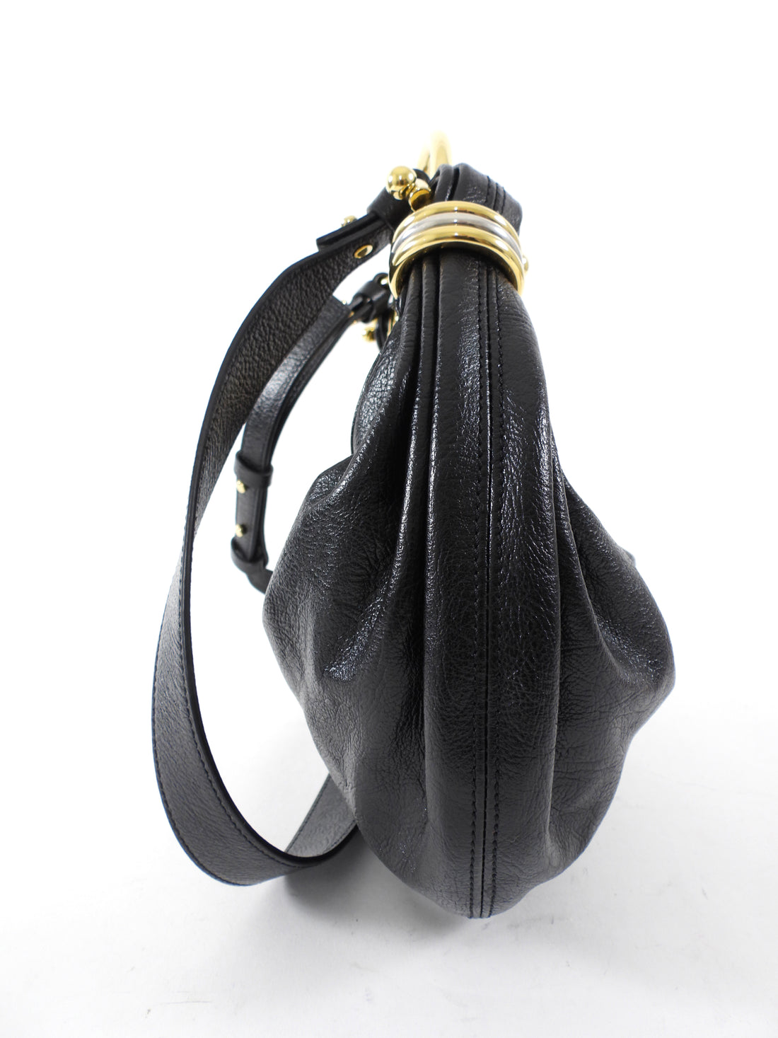 Chloe Black Glossed Leather Small Bracelet Hobo Bag