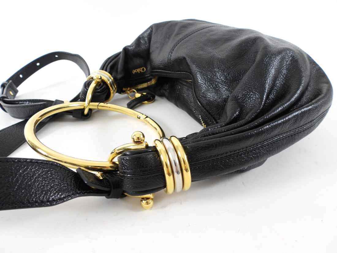 Chloe Black Glossed Leather Small Bracelet Hobo Bag