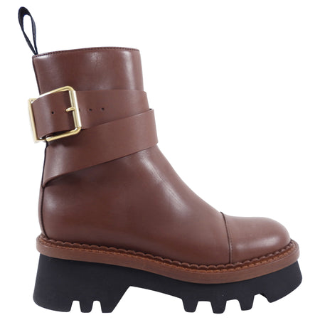 Chloe Owena Brown Leather Ankle Boots - 37