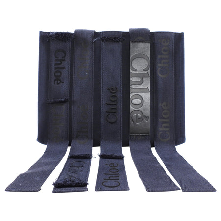 Chloe Navy Woody Medium Fringe Tote Bag