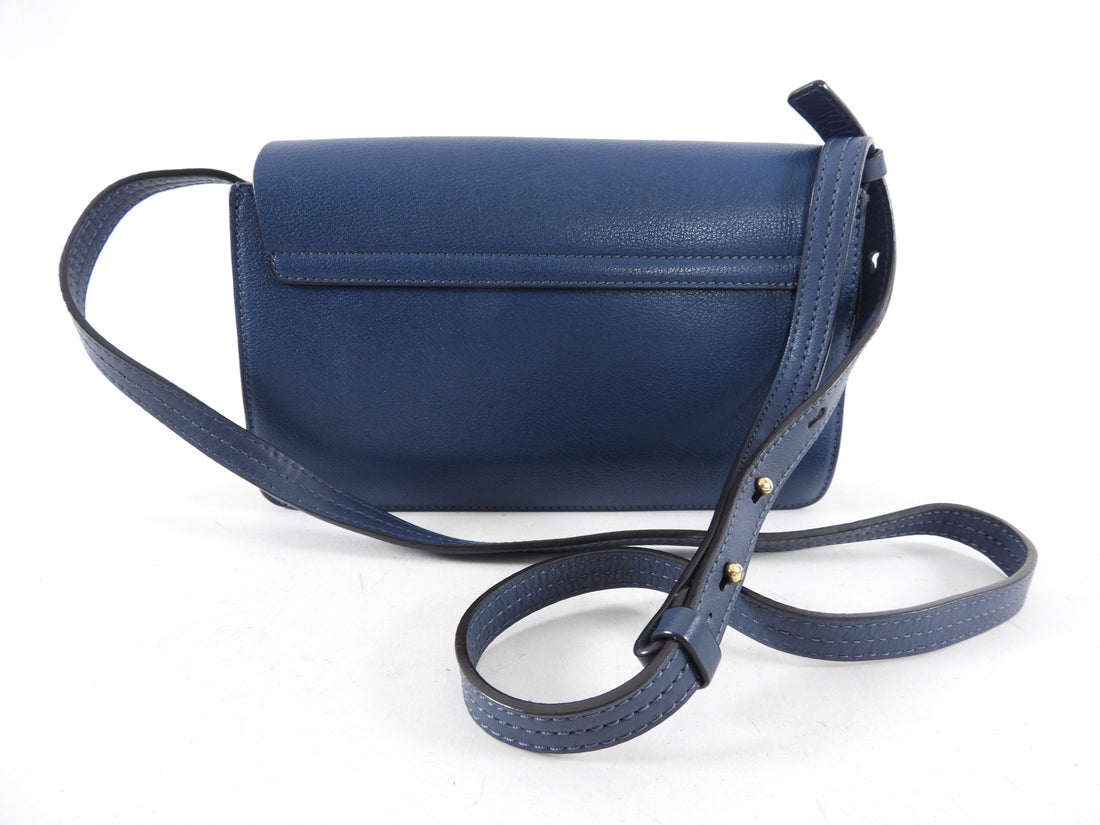 Chloe Faye Dark Blue Small Leather Crossbody Chain Bag