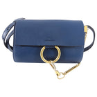 Chloe Faye Dark Blue Small Leather Crossbody Chain Bag