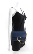 Chloe Faye Dark Blue Small Leather Crossbody Chain Bag