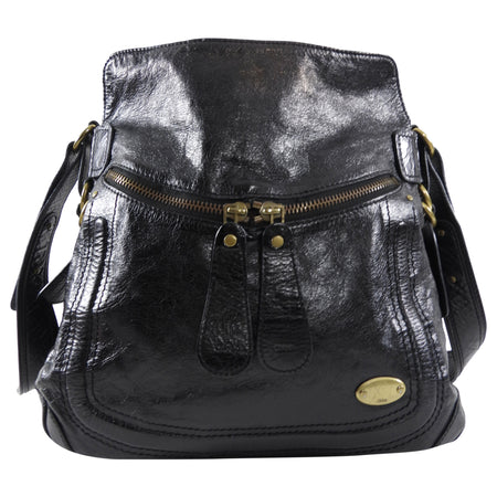 Chloe Black Leather Bay Messenger Crossbody Bag