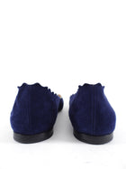 Chloe Navy Suede Scallop Lauren Flat Shoes - 39