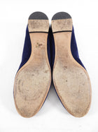 Chloe Navy Suede Scallop Lauren Flat Shoes - 39