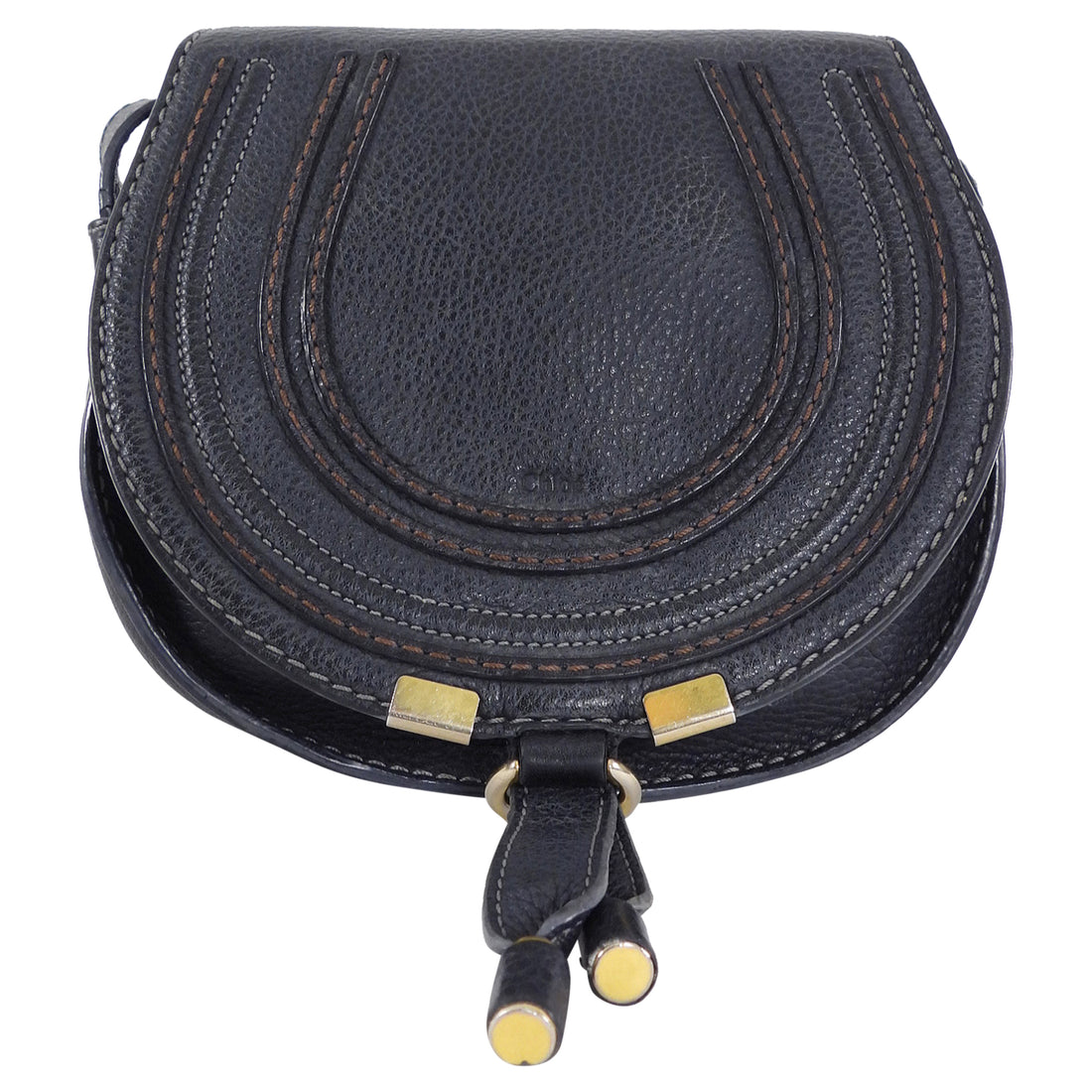 Chloe Navy Leather Mini Marcie Shoulder Bag
