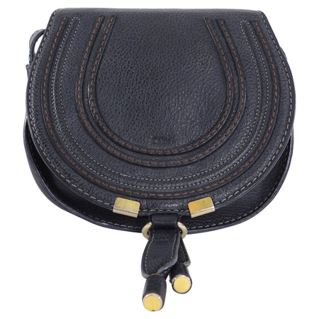 Chloe Navy Leather Mini Marcie Shoulder Bag