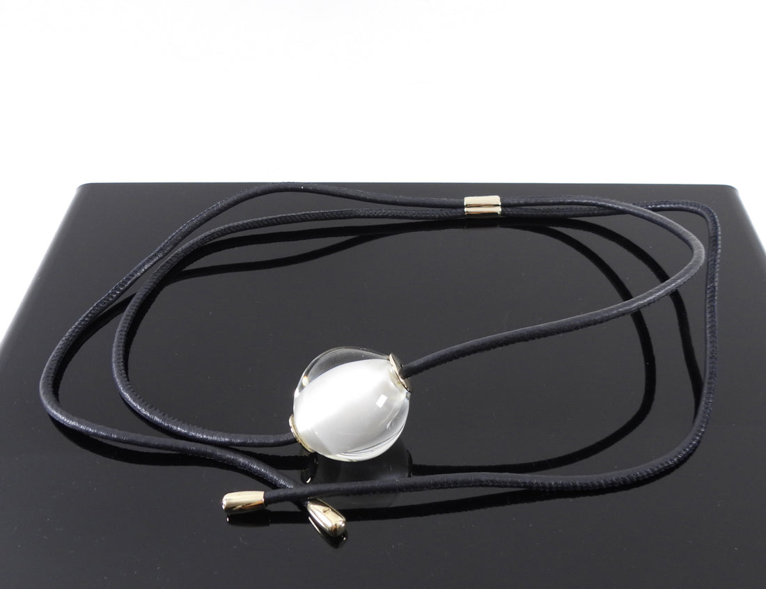 Chloe Black Leather Cord and Glass Bead Darcey Necklace