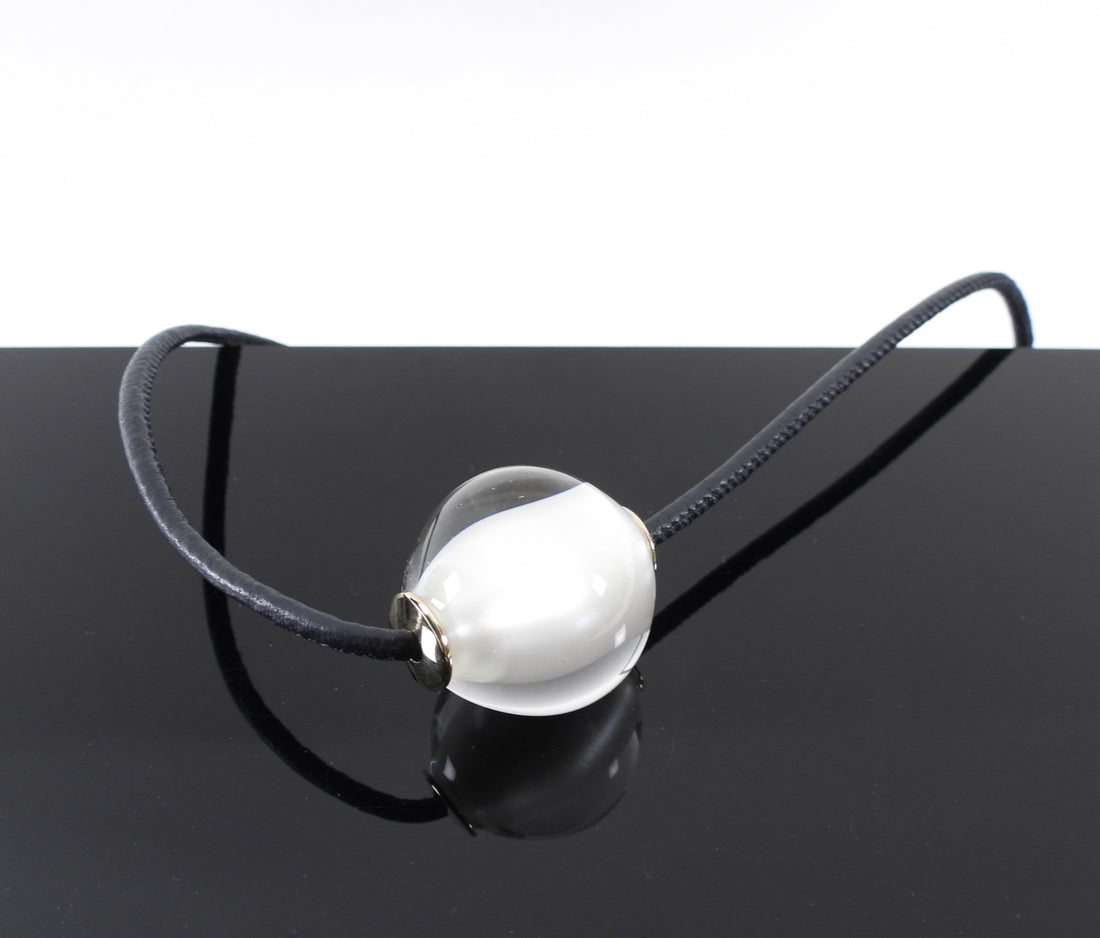 Chloe Black Leather Cord and Glass Bead Darcey Necklace