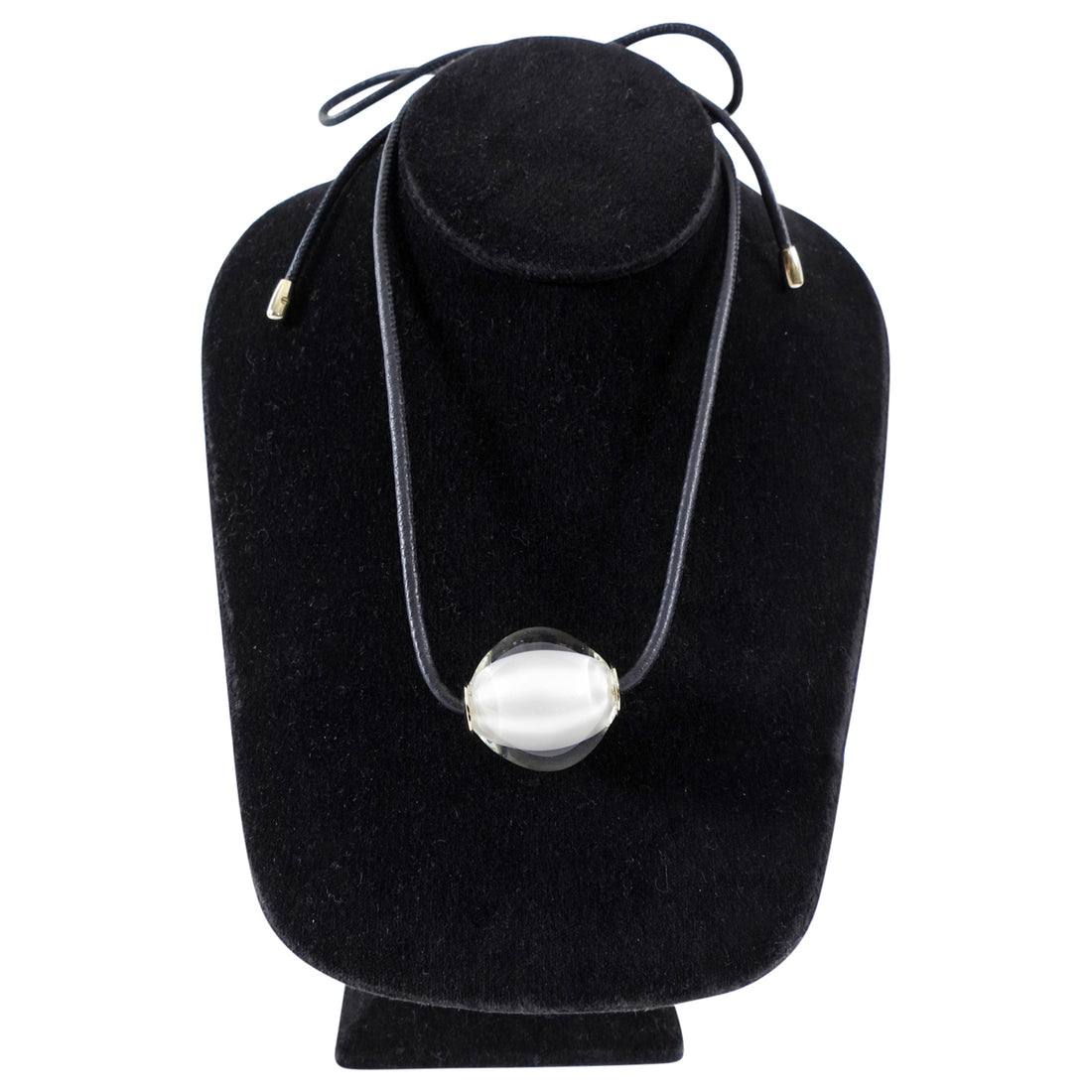 Chloe Black Leather Cord and Glass Bead Darcey Necklace