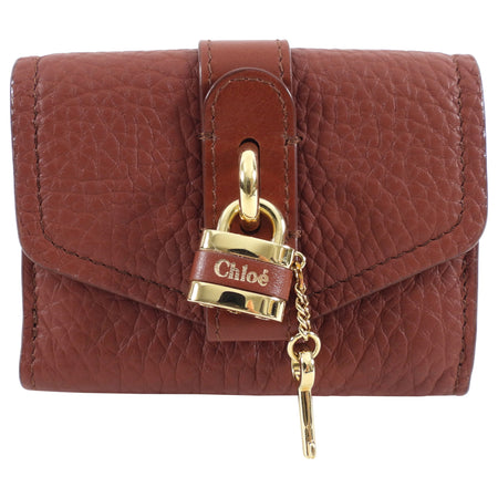 Chloe Small Brown Leather Paddington Padlock Wallet