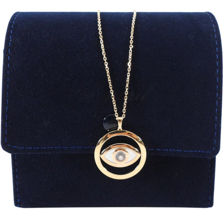 Chopard 18K Rose Gold Diamond Happy Diamond Evil Eye Pendant Necklace