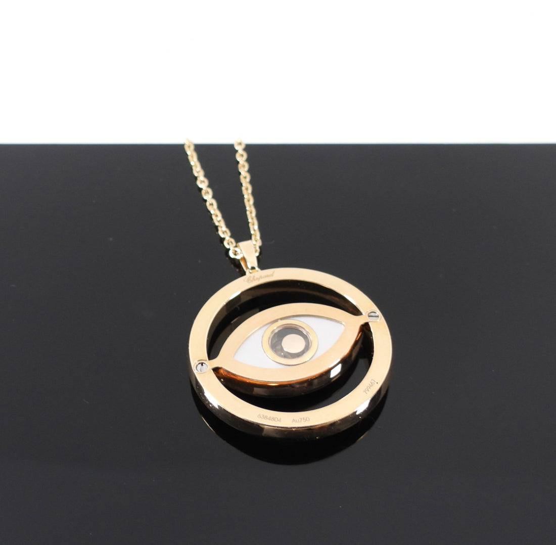 Chopard 18K Rose Gold Diamond Happy Diamond Evil Eye Pendant Necklace