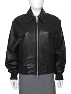Christopher Esber Black Leather Flight Bomber Jacket - US 4