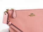 Coach Light Pink Grained Leather Zip Wristlet Pouch