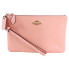 Coach Light Pink Grained Leather Zip Wristlet Pouch