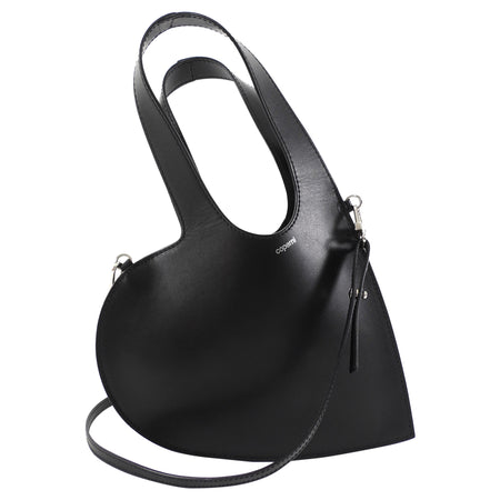 Coperni Black Leather Mini Heart Tote Bag with Strap