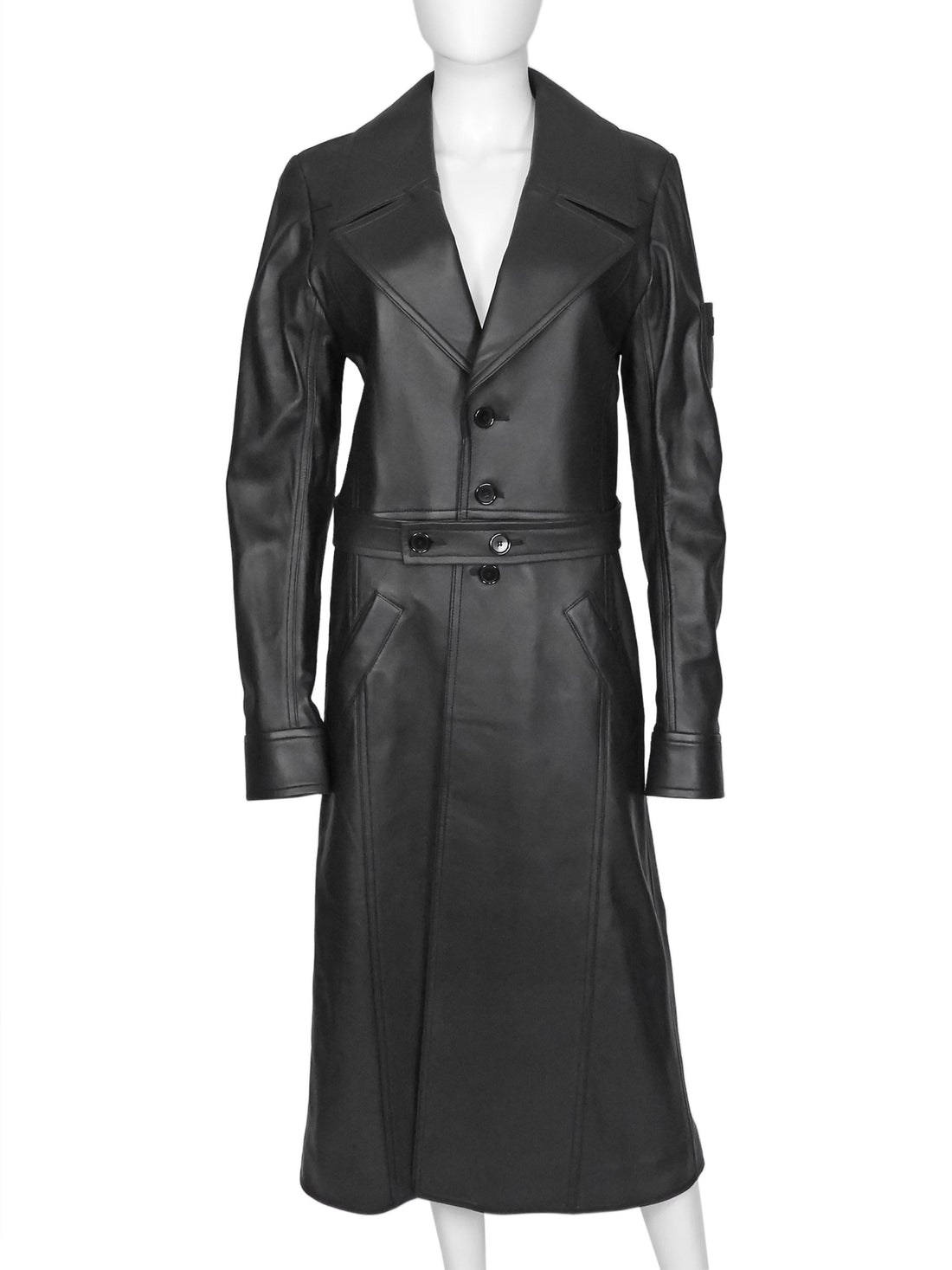 Courreges Leather Long Belted Trench Coat - S / US 4