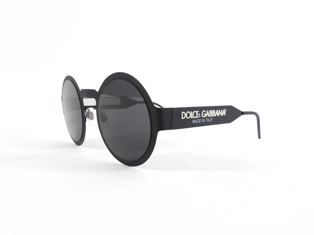 Dolce and  Gabbana DG 2234 Logo Black Matte Metal Round Frame Sunglasses