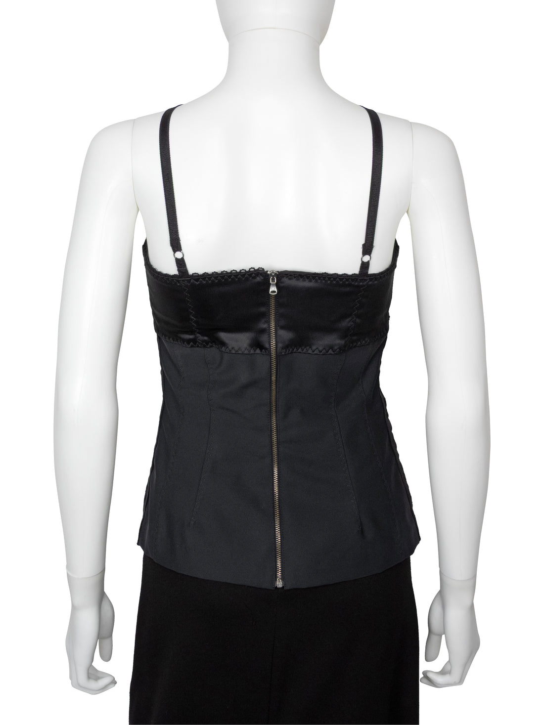 D&G Dolce and Gabbana Black Pleated Silk and Nylon Bustier  - 42