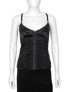 D&G Dolce and Gabbana Black Pleated Silk and Nylon Bustier  - 42