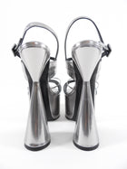 D'Accori Metallic Silver Leather Belle Platform Sandals - EU38