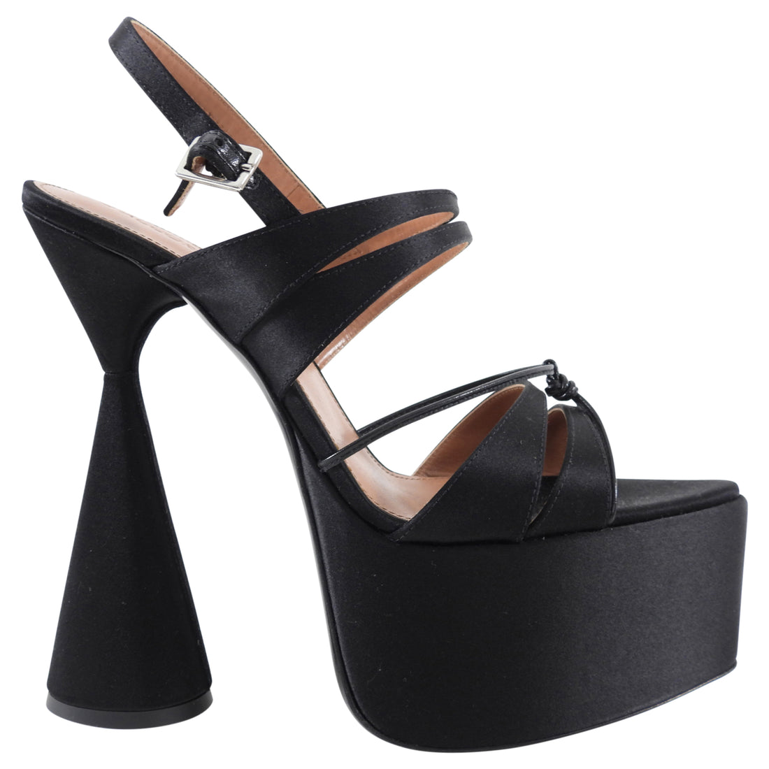 D'Accori Belle Black Satin Platform Heels - 8