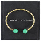 David Yurman  18k Yellow Gold Solari Cablespira Chrysoprase Cuff Bracelet