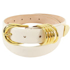 Dehanche Ivory Leather Hollyhock Goldtone Belt - S (25-34”)
