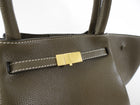 Demellier Dark Khaki  Grained Leather Midi New York Tote Bag