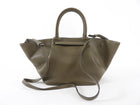 Demellier Dark Khaki  Grained Leather Midi New York Tote Bag